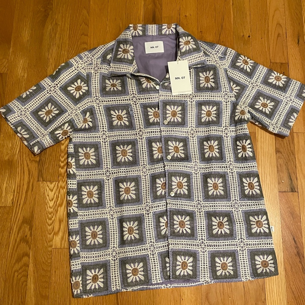 NWT Men's Designer Crochet Pattern Button Down
